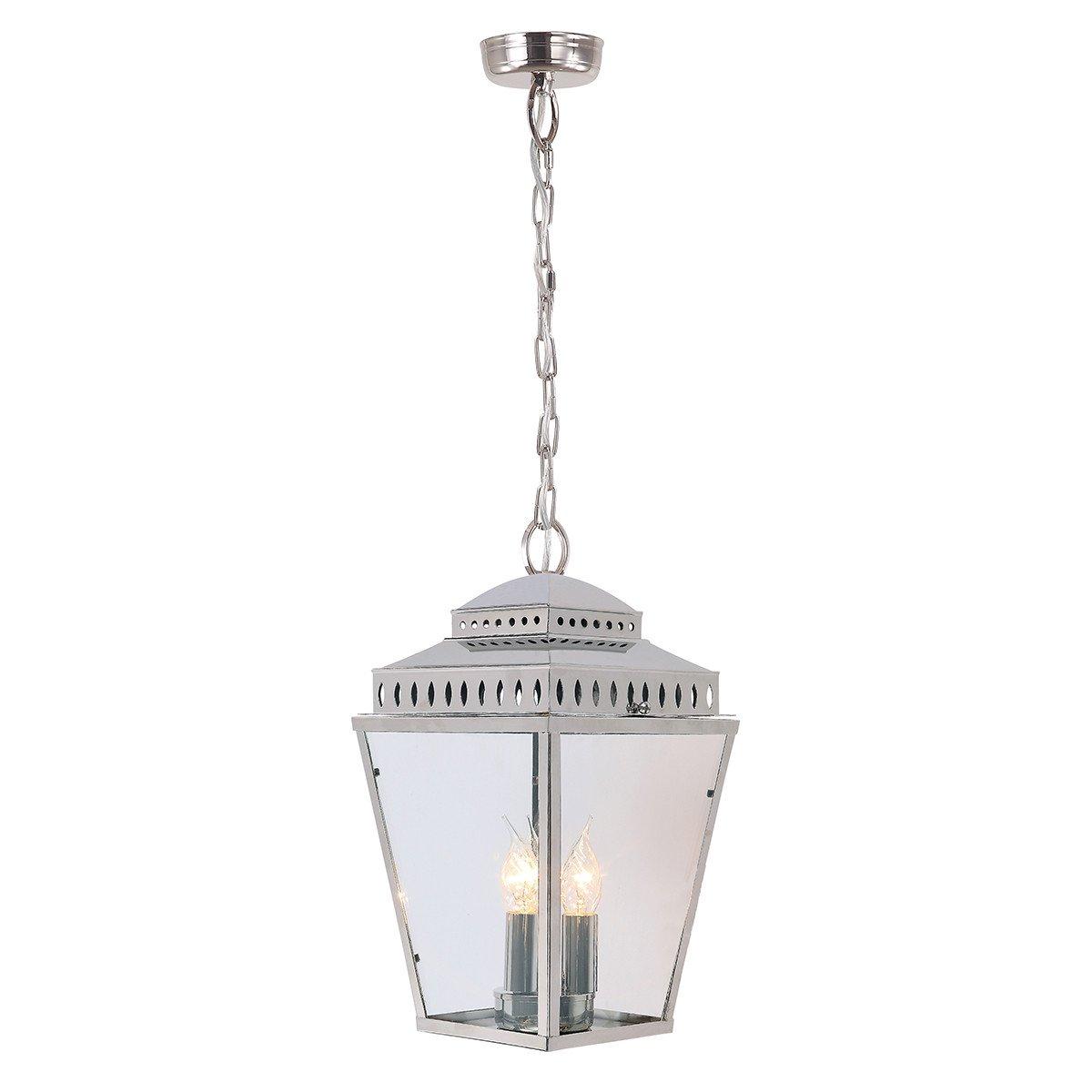 Mansion House 3 Light Outdoor Ceiling Chain Lantern Polished Nickel IP44 E14