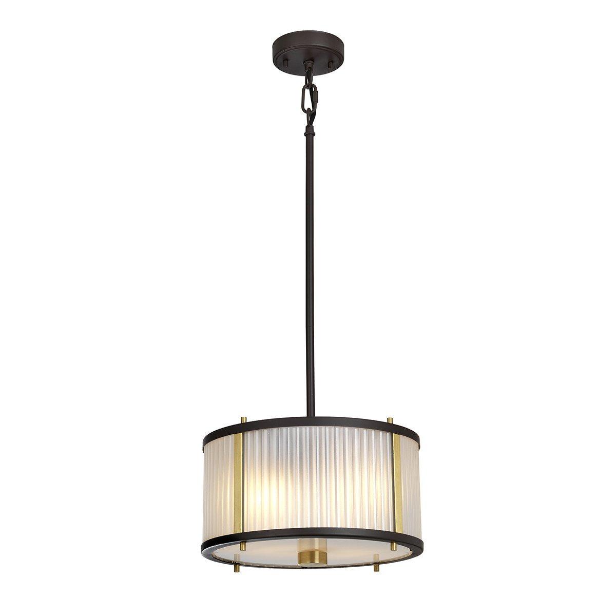 Corona Cylindrical 2 Light Pendant Museum Bronze Frosted Glass