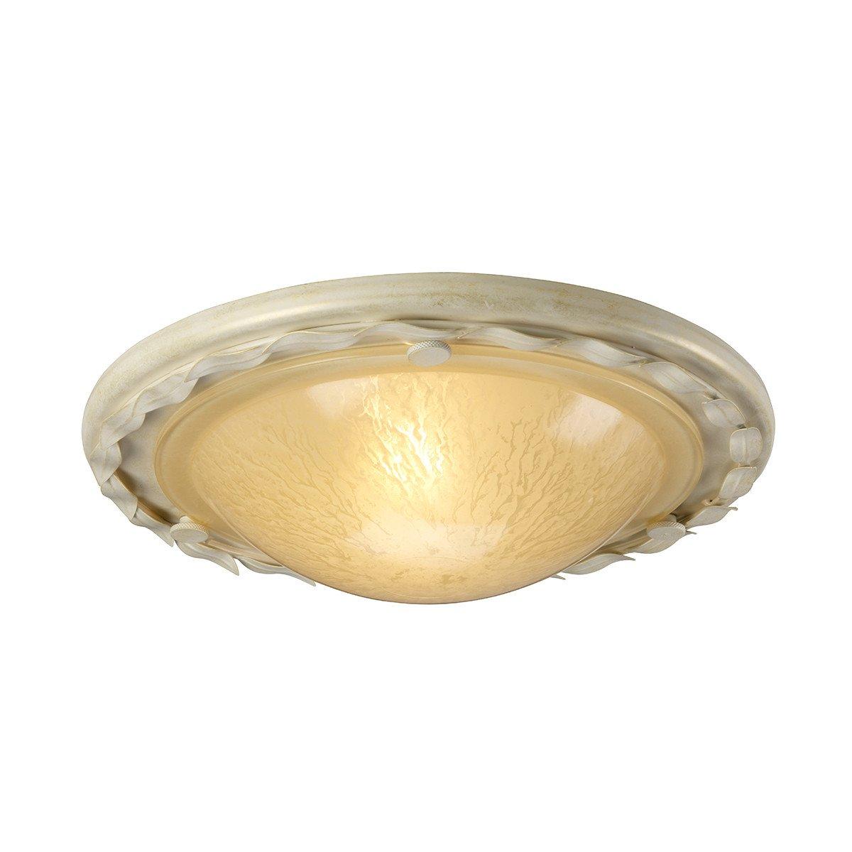 Olivia 1 Light Flush Ceiling Light Gold Ivory E27
