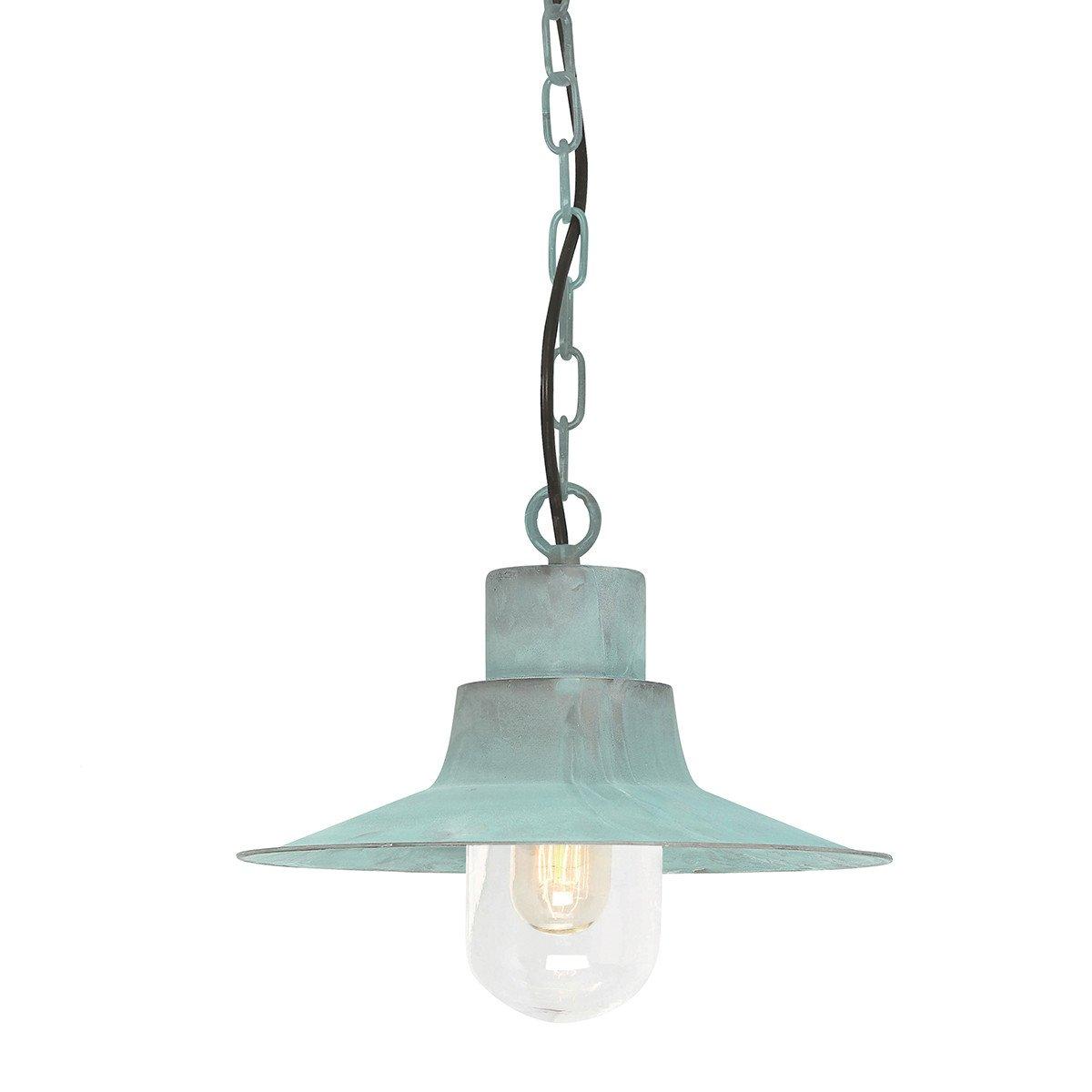Sheldon 1 Light Outdoor Ceiling Chain Lantern Verdigris IP44 E27