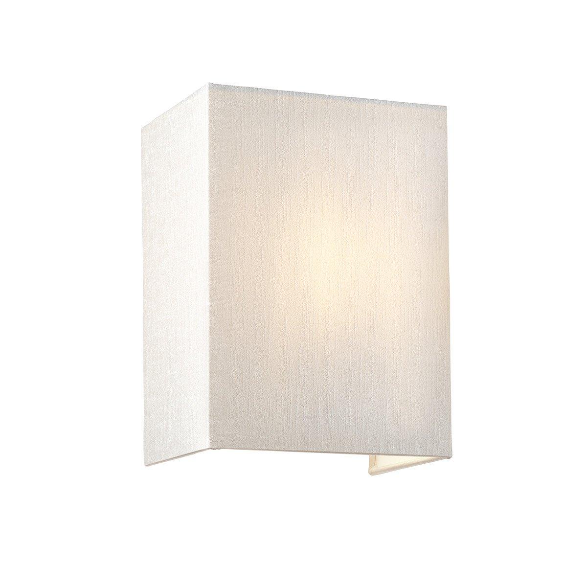 Riley Small Square Wall Light with Brass Ivory Faux Silk Shade