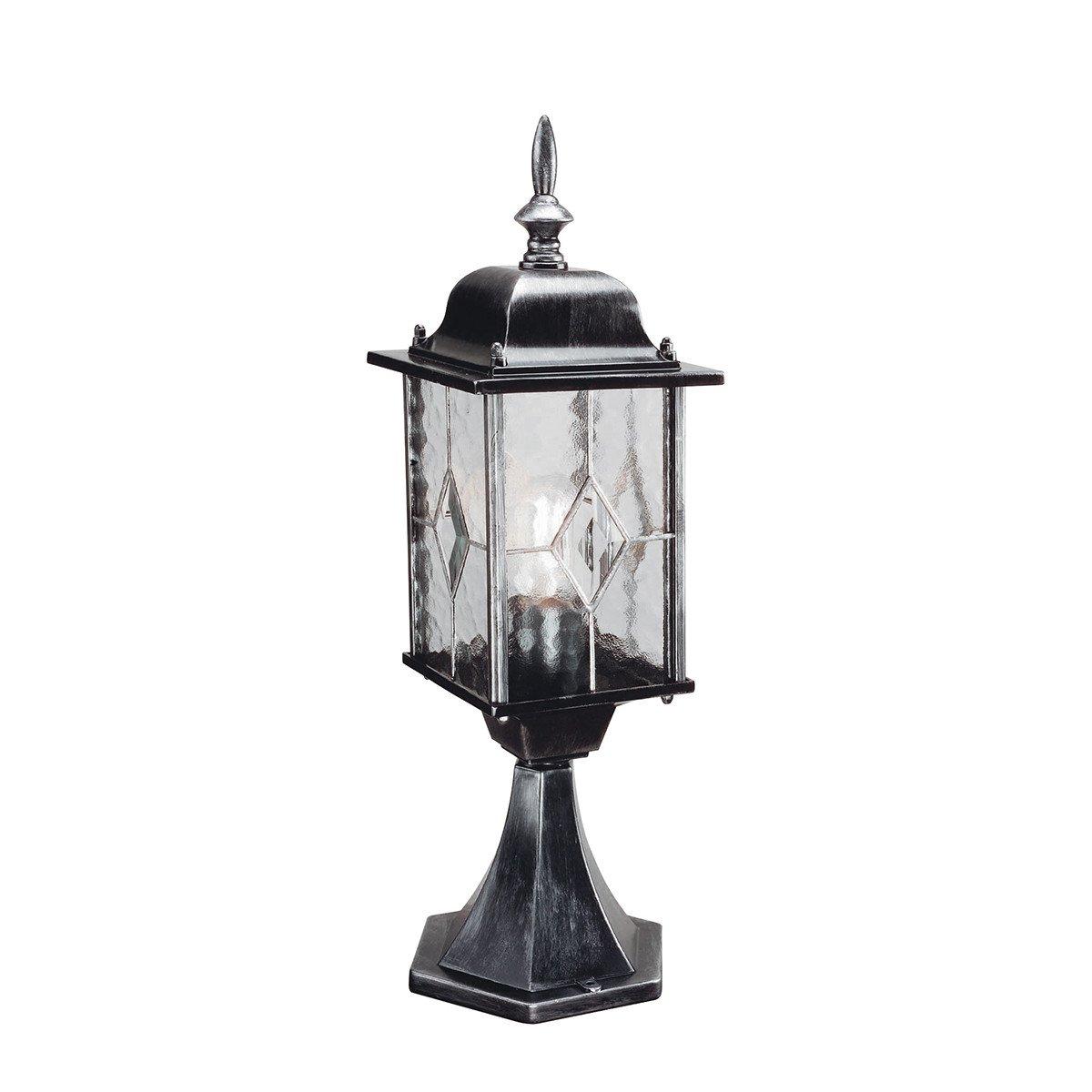 Wexford 1 Light Outdoor Pedestal Lantern Black Silver IP43 E27