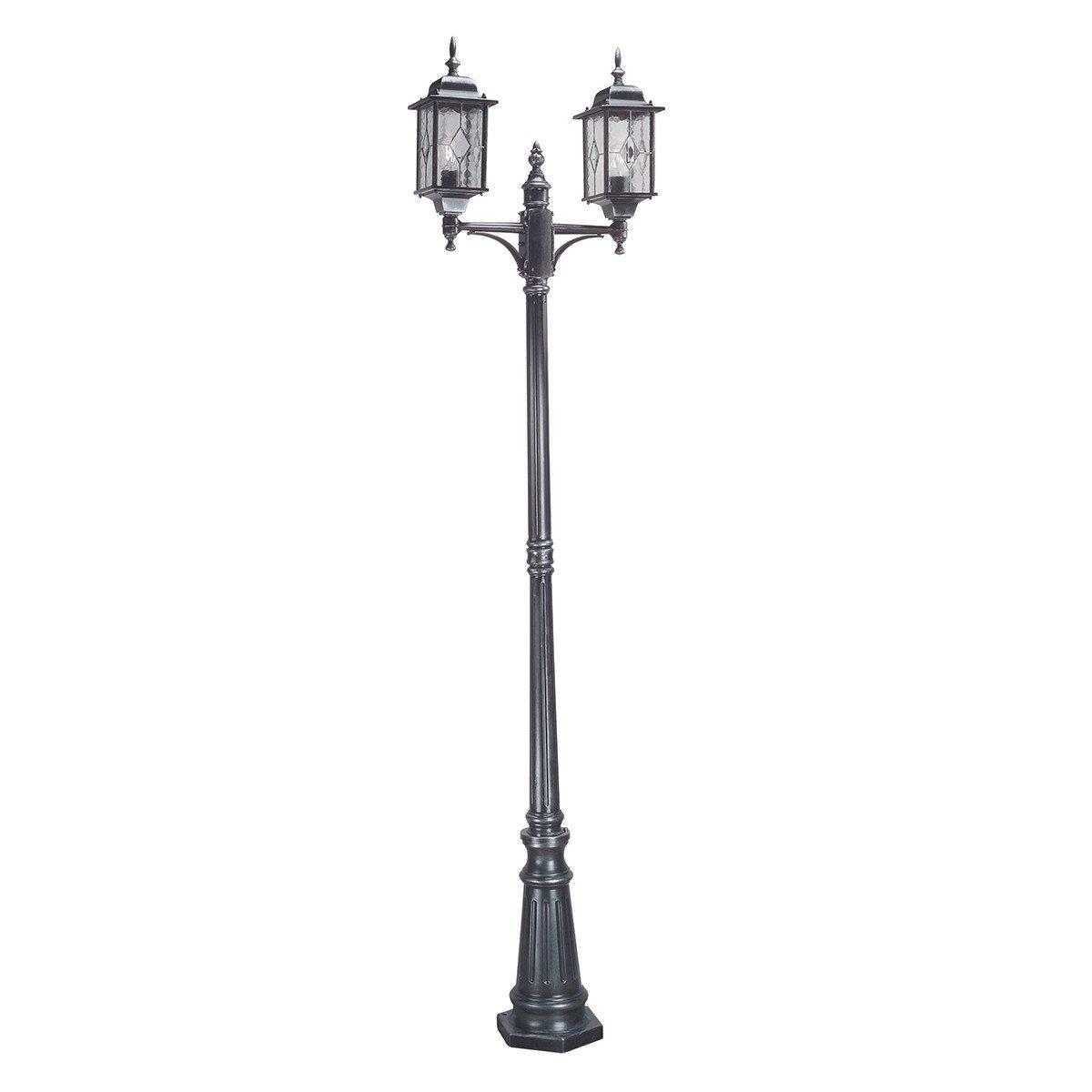Wexford 2 Light Outdoor Lamp Post Black Silver IP43 E27