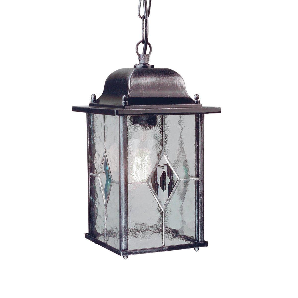 Wexford 1 Light Outdoor Ceiling Chain Lantern Black Silver IP43 E27