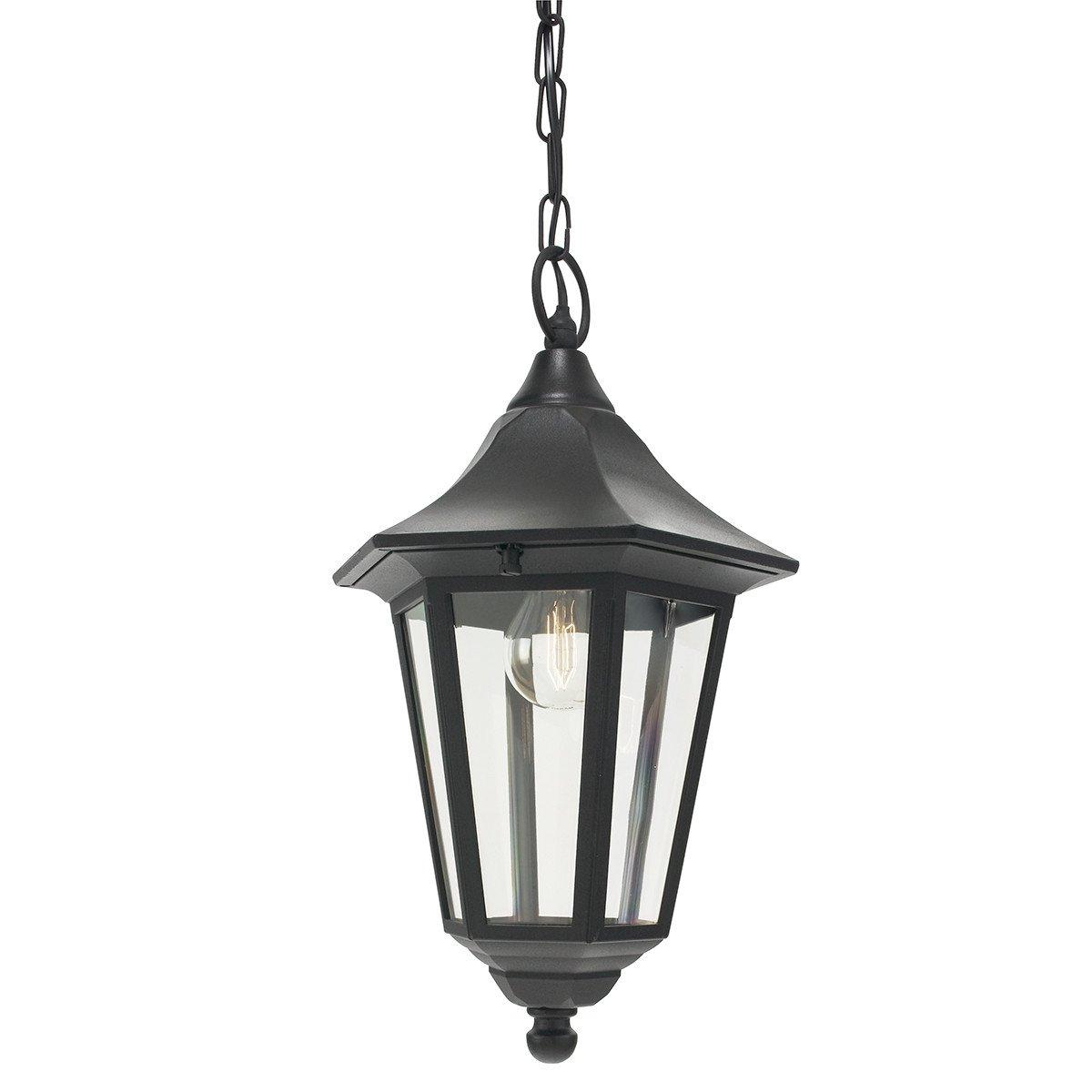 Valencia 1 Light Outdoor Ceiling Chain Lantern Black IP54 E27