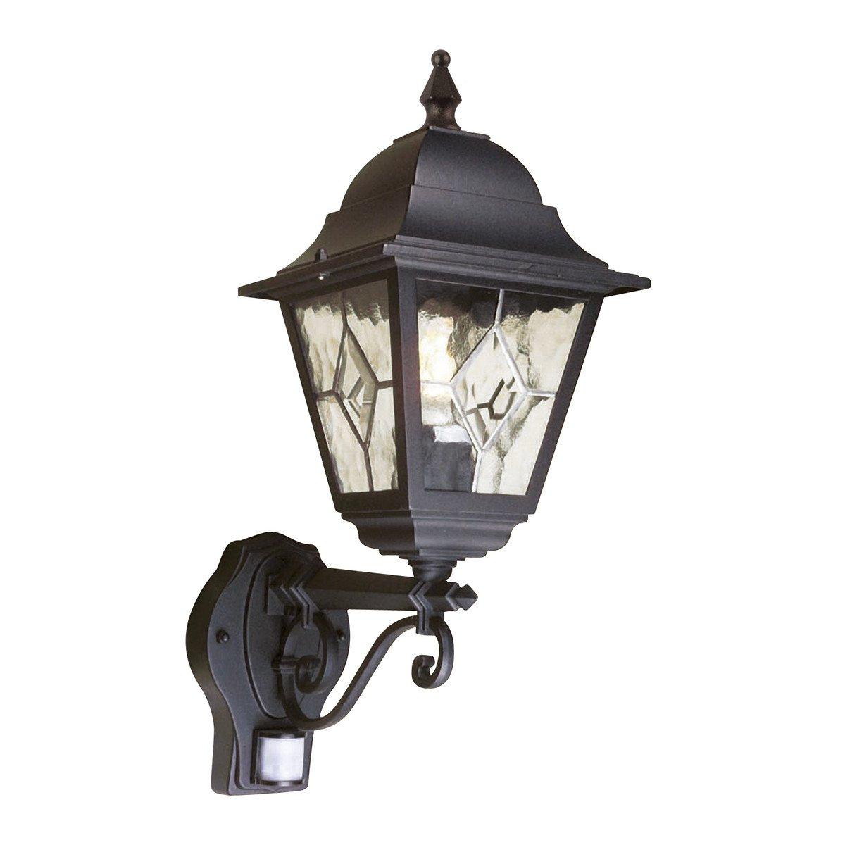 Norfolk 1 Light Outdoor Motion Sensor Lantern Light Black IP43 E27