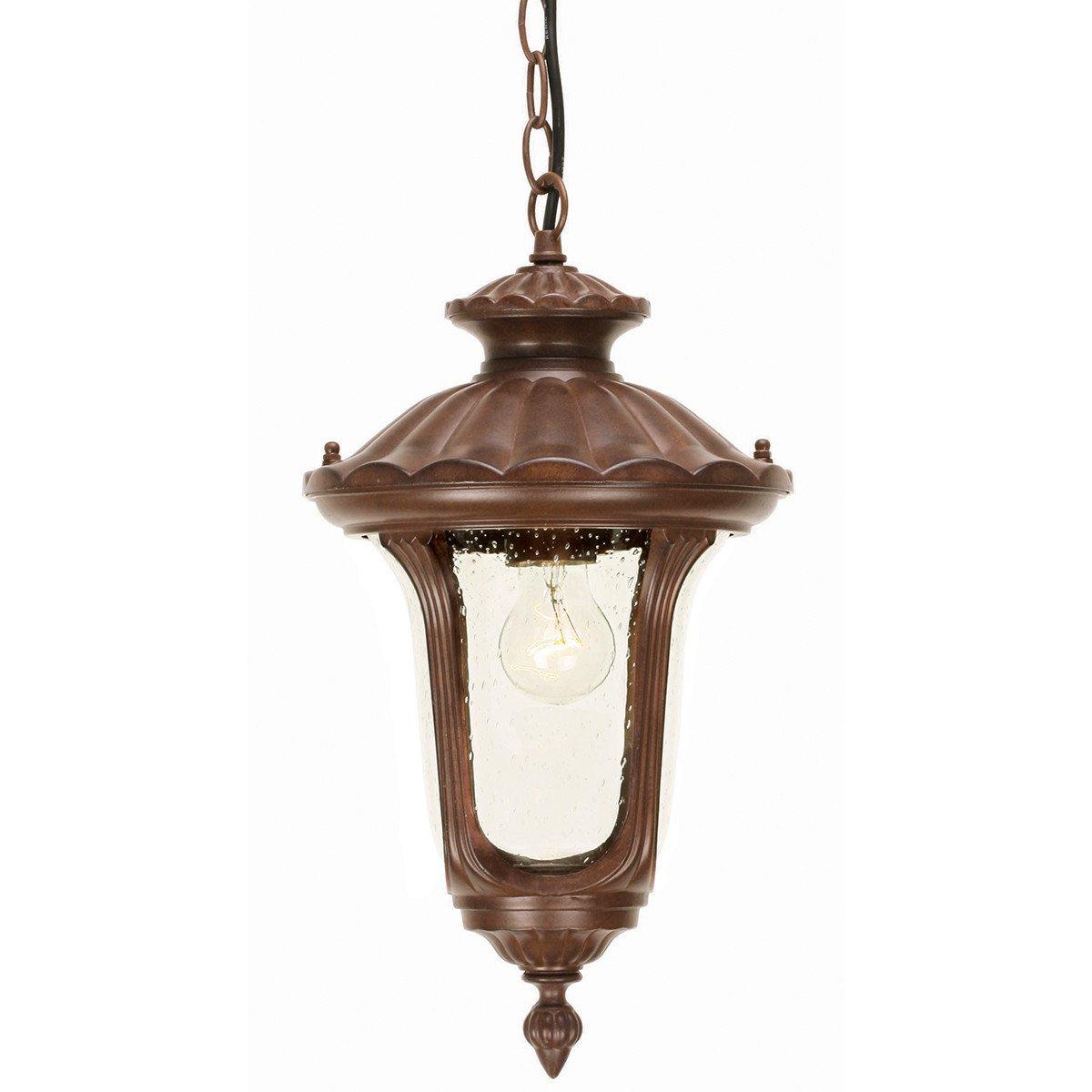 Chicago 1 Light Small Outdoor Ceiling Chain Lantern Rusty Bronze Patina IP44 E27