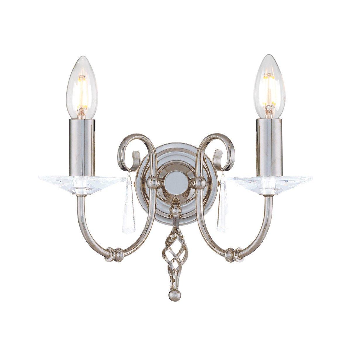 Aegean 2 Light Indoor Candle Wall Light Polished Nickel E14