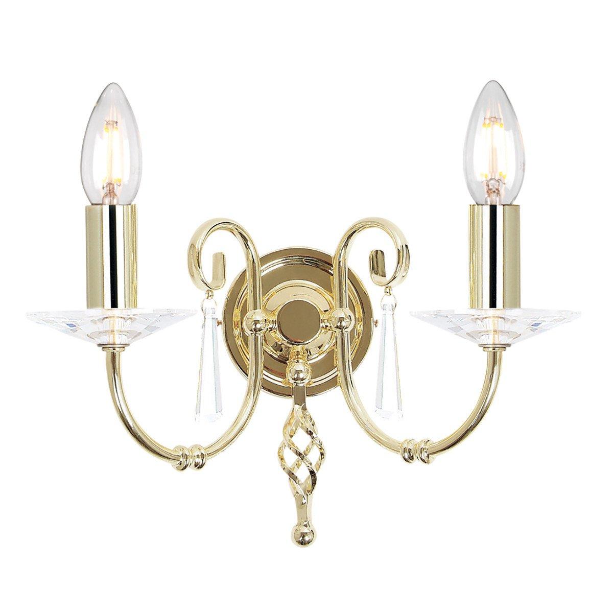 Aegean 2 Light Indoor Candle Wall Light Polished Brass E14