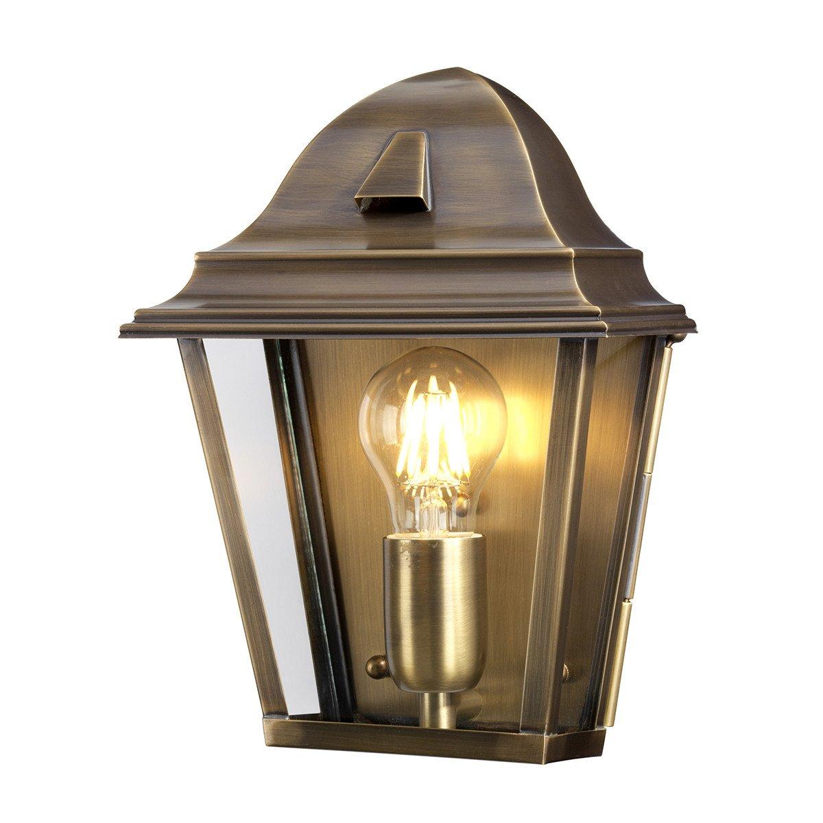 St James 1 Light Outdoor Wall Lantern Light Solid Brass IP44 E27