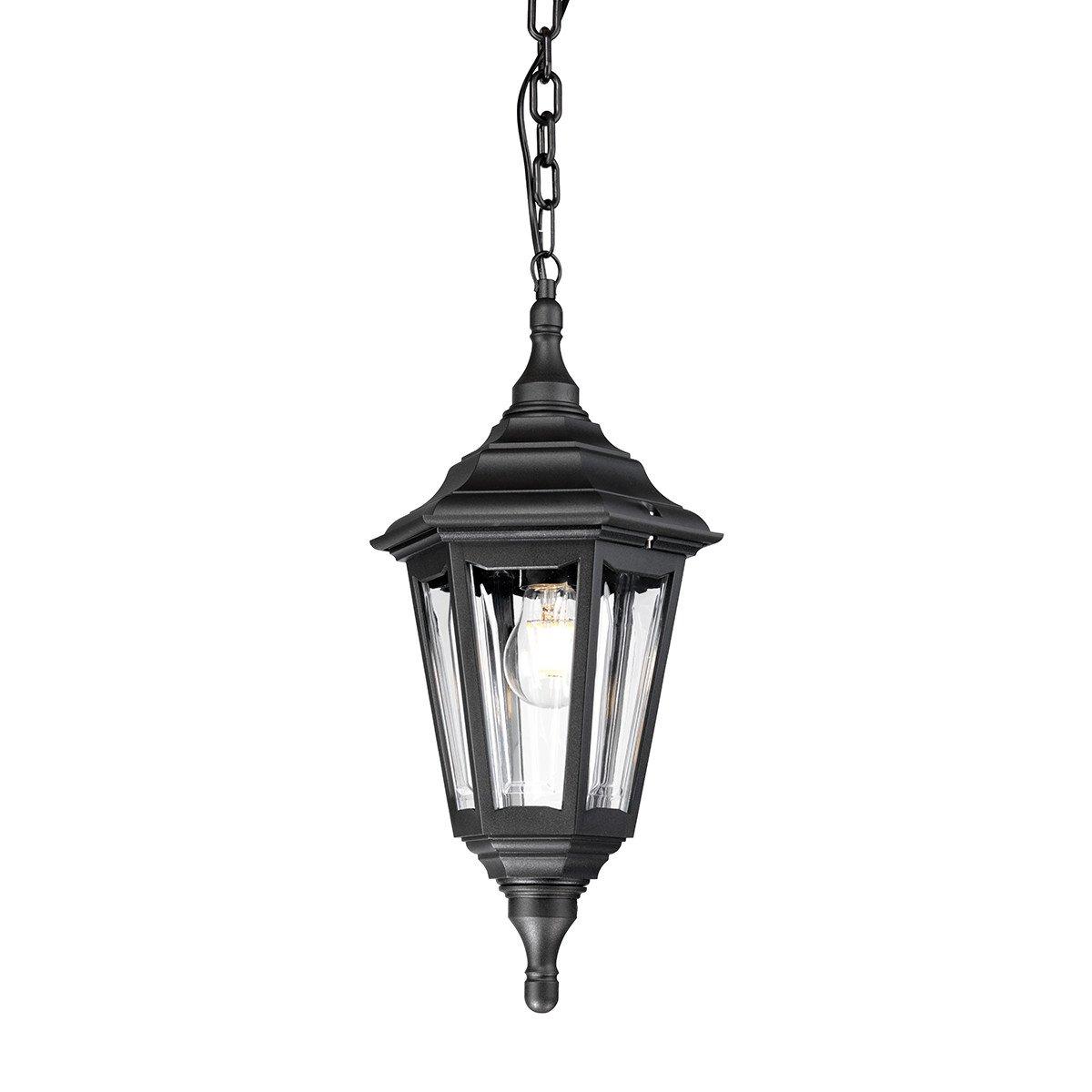Kinsale 1 Light Outdoor Coastal Ceiling Chain Lantern Black IP43 E27