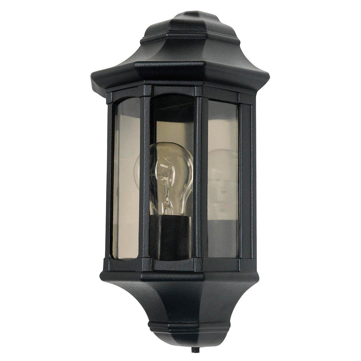 Newbury 1 Light Outdoor Wall Half Lantern Light Black IP44 E27