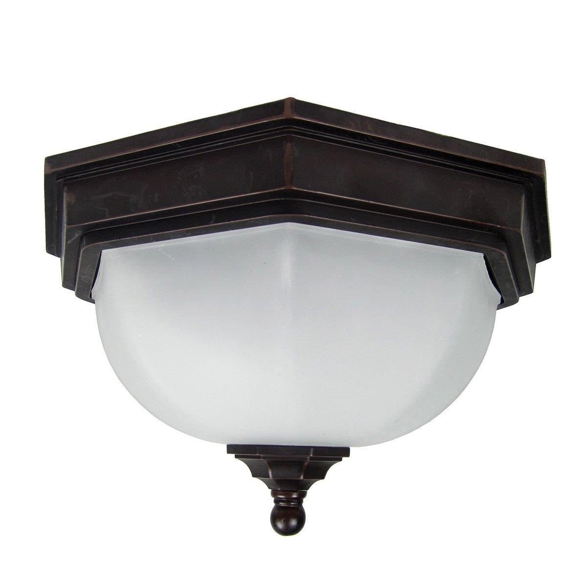 Fairford 2 Light Bathroom Flush Ceiling Lantern Bronze IP44 E27