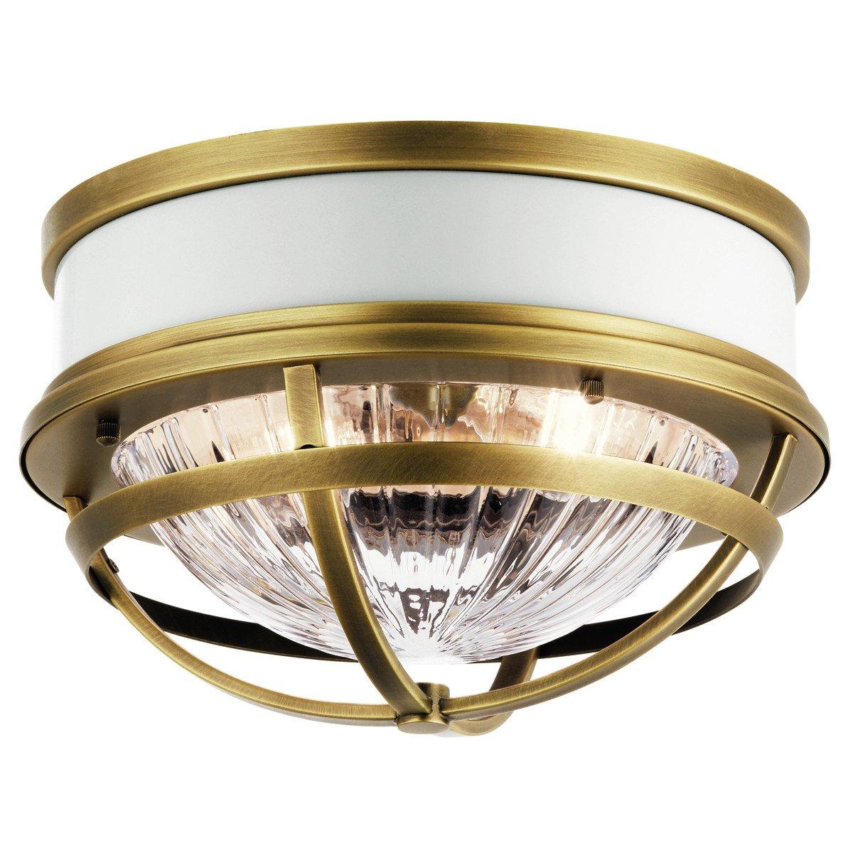 Kichler Tollis Bowl Semi Flush Ceiling Light Natural Brass & White