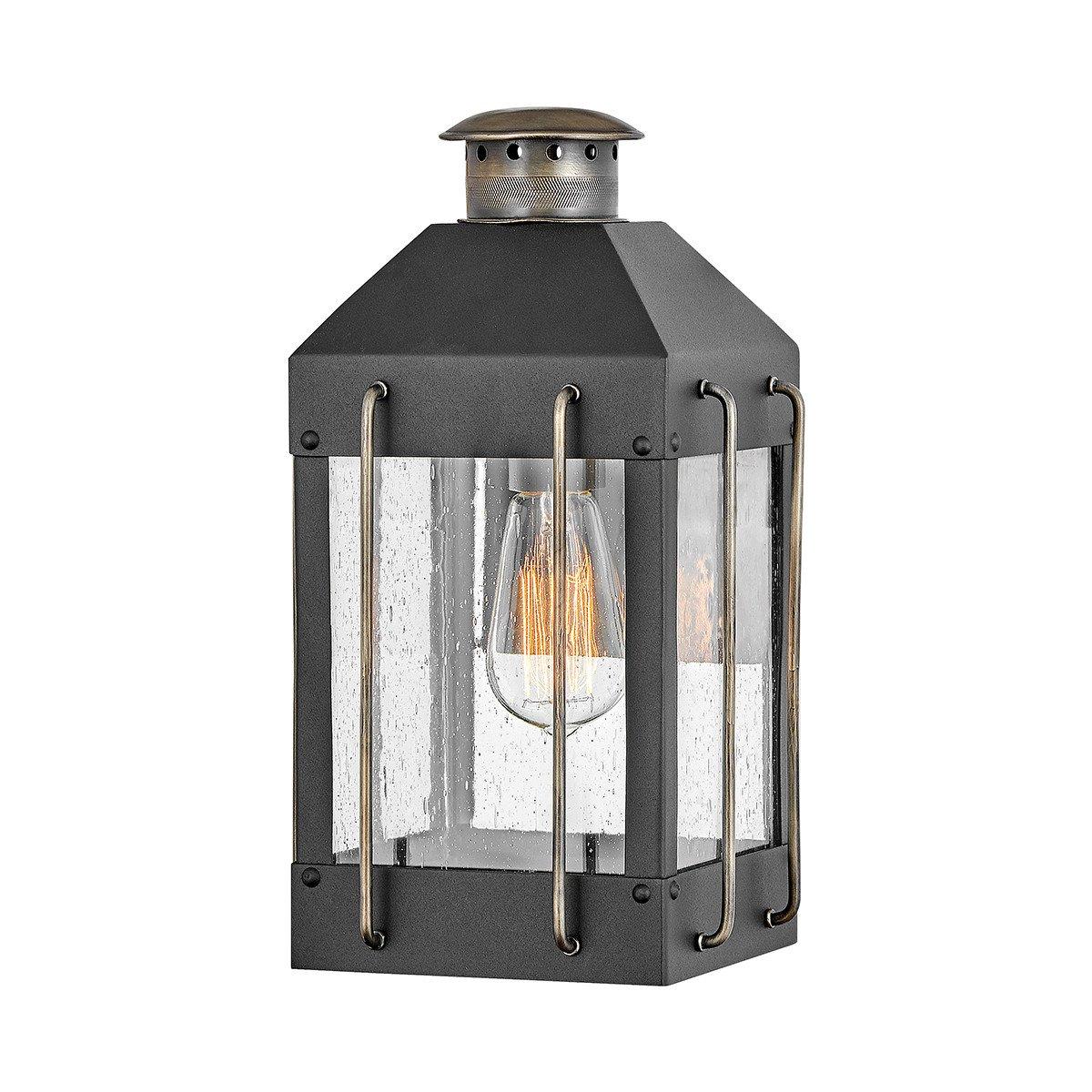 Hinkley Fitzgerald Outdoor Wall Lantern Textured Black with Burnished Bronze IP44