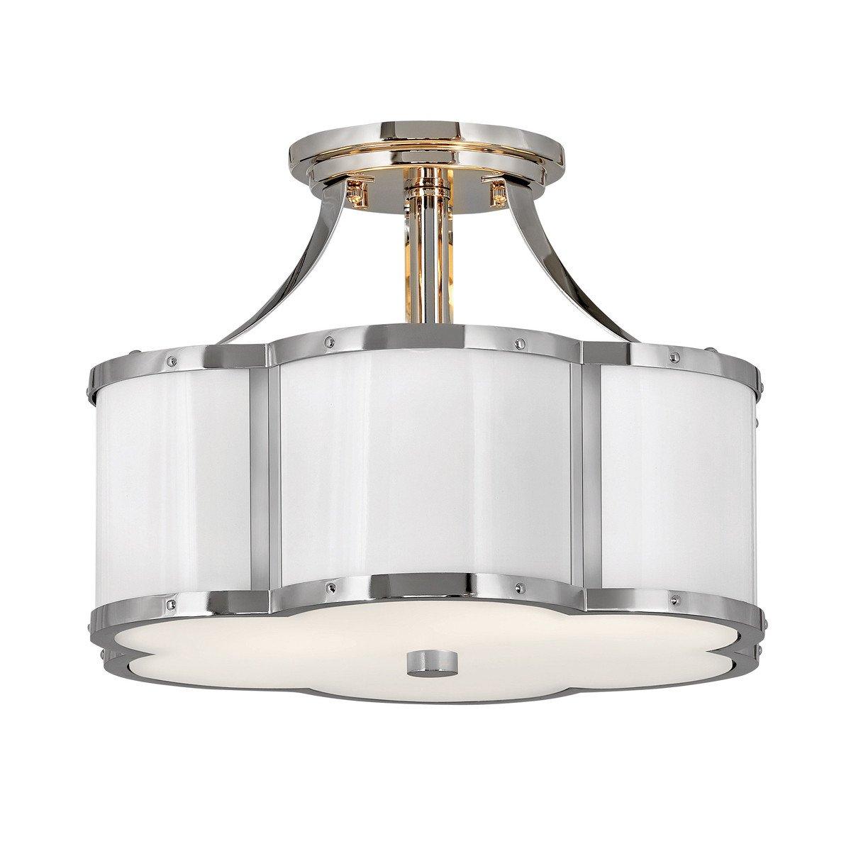 Hinkley Chance Cylindrical Ceiling Light Polished Nickel with Polished White
