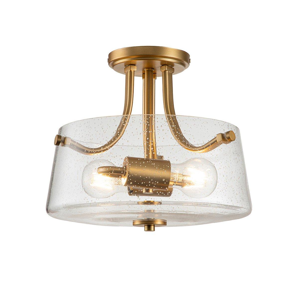 Photos - Floodlight / Street Light Elstead Lighting Quoizel Hollister Bowl Semi Flush Ceiling Light Brushed Brass 