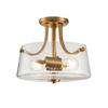 Netlighting Quoizel Hollister Bowl Semi Flush Ceiling Light Brushed Brass thumbnail 1
