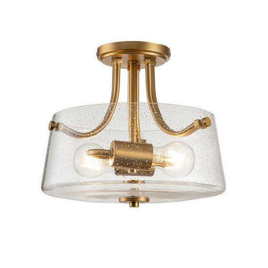 Netlighting Quoizel Hollister Bowl Semi Flush Ceiling Light Brushed Brass 1