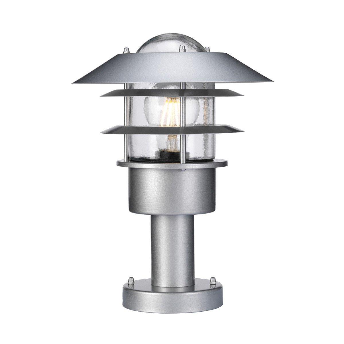 Helsingor 1 Light Outdoor Pedestal Lantern Silver 304 Ss IP44 E27