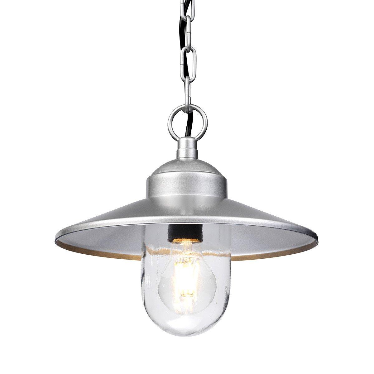 Klampenborg 1 Light Outdoor Ceiling Chain Lantern Silver IP44 E27