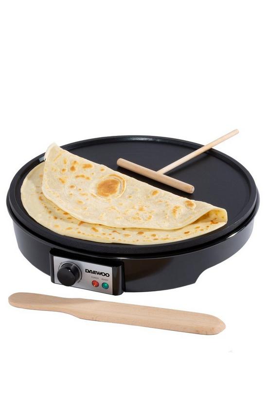 Daewoo Crepe Maker 1000W Electric Pancake Hot Plate Non Stick Black 1