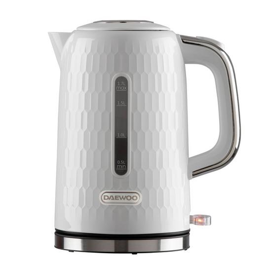 Daewoo Honeycomb Kettle 1.7 Litre 3KW Cordless Fast Boil Textured White 1