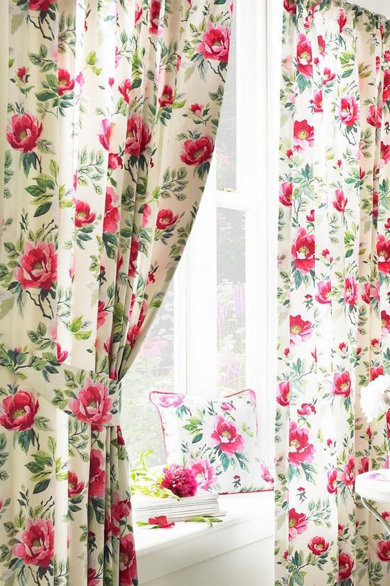 Furn Peony Country Floral Pencil Pleat Curtains 1
