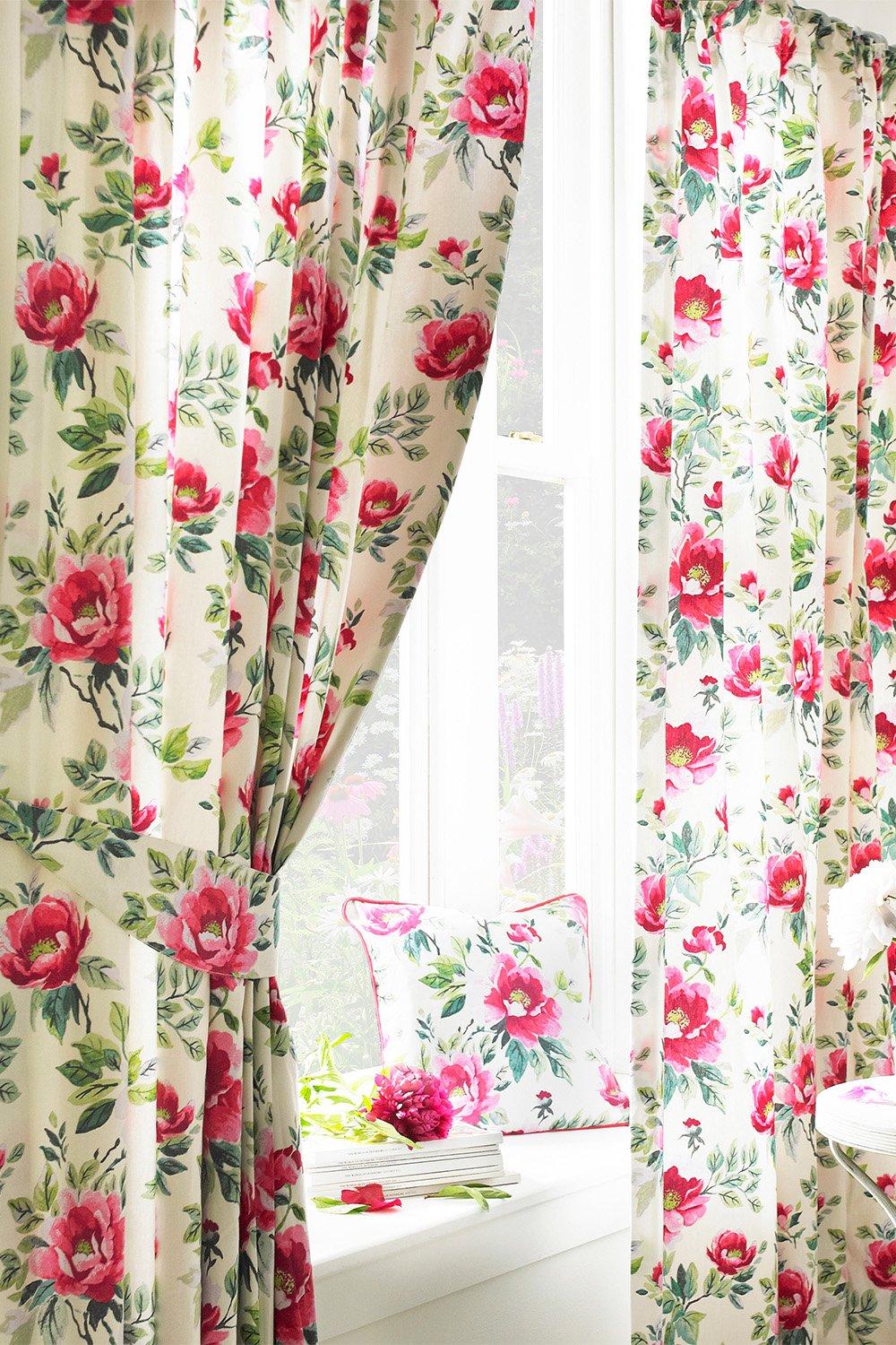 Peony Country Floral Pencil Pleat Curtains
