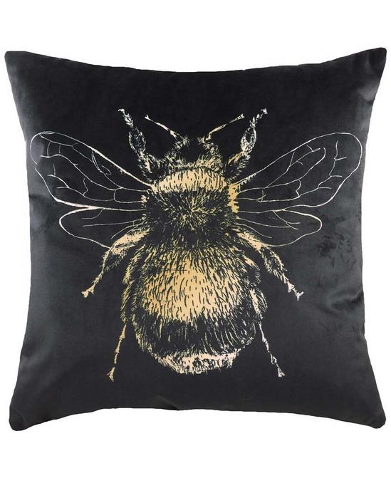 Evans Lichfield Gold Bee Velvet Cushion 1