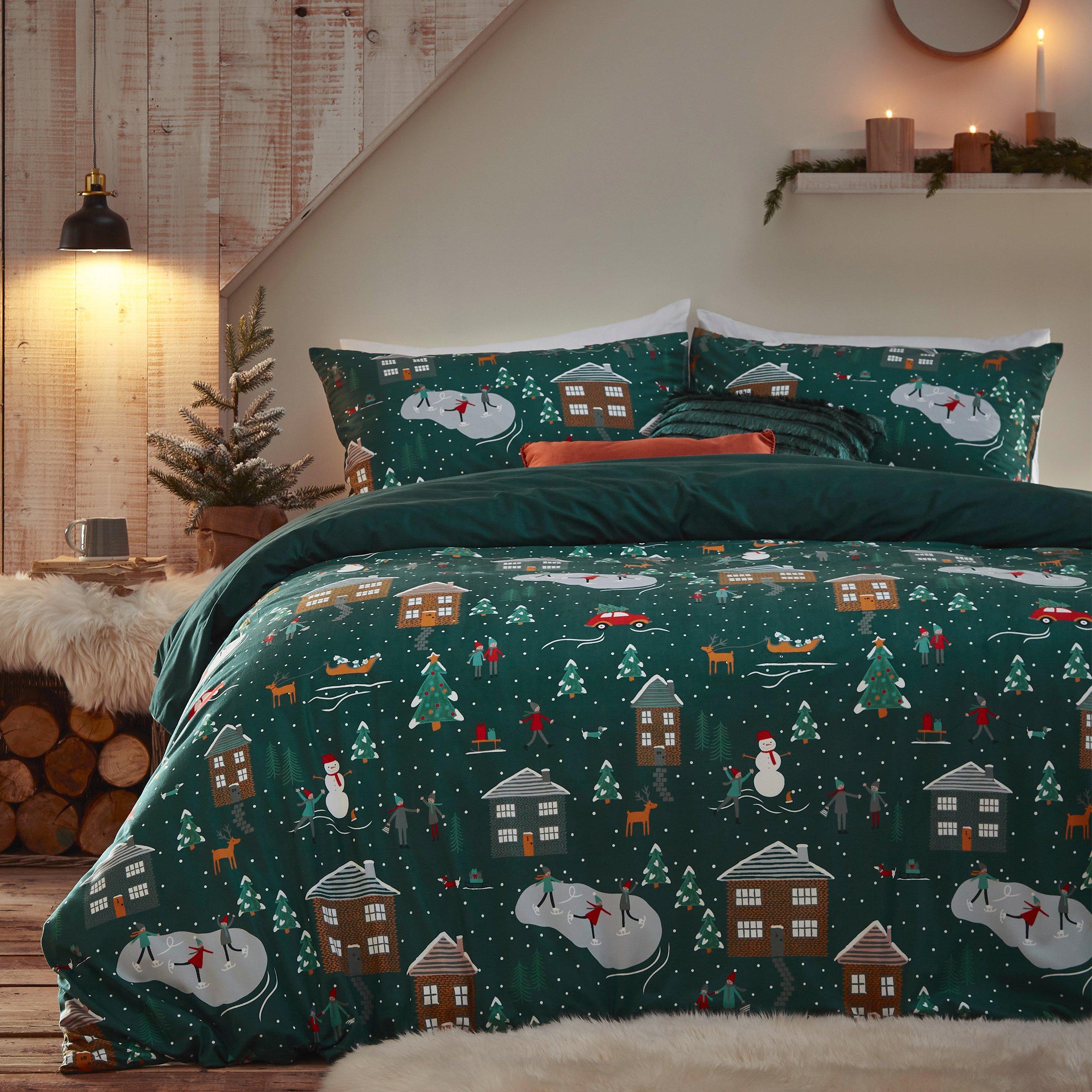 Winter Pines Pyjama Fleece Festive Duvet Cover Set