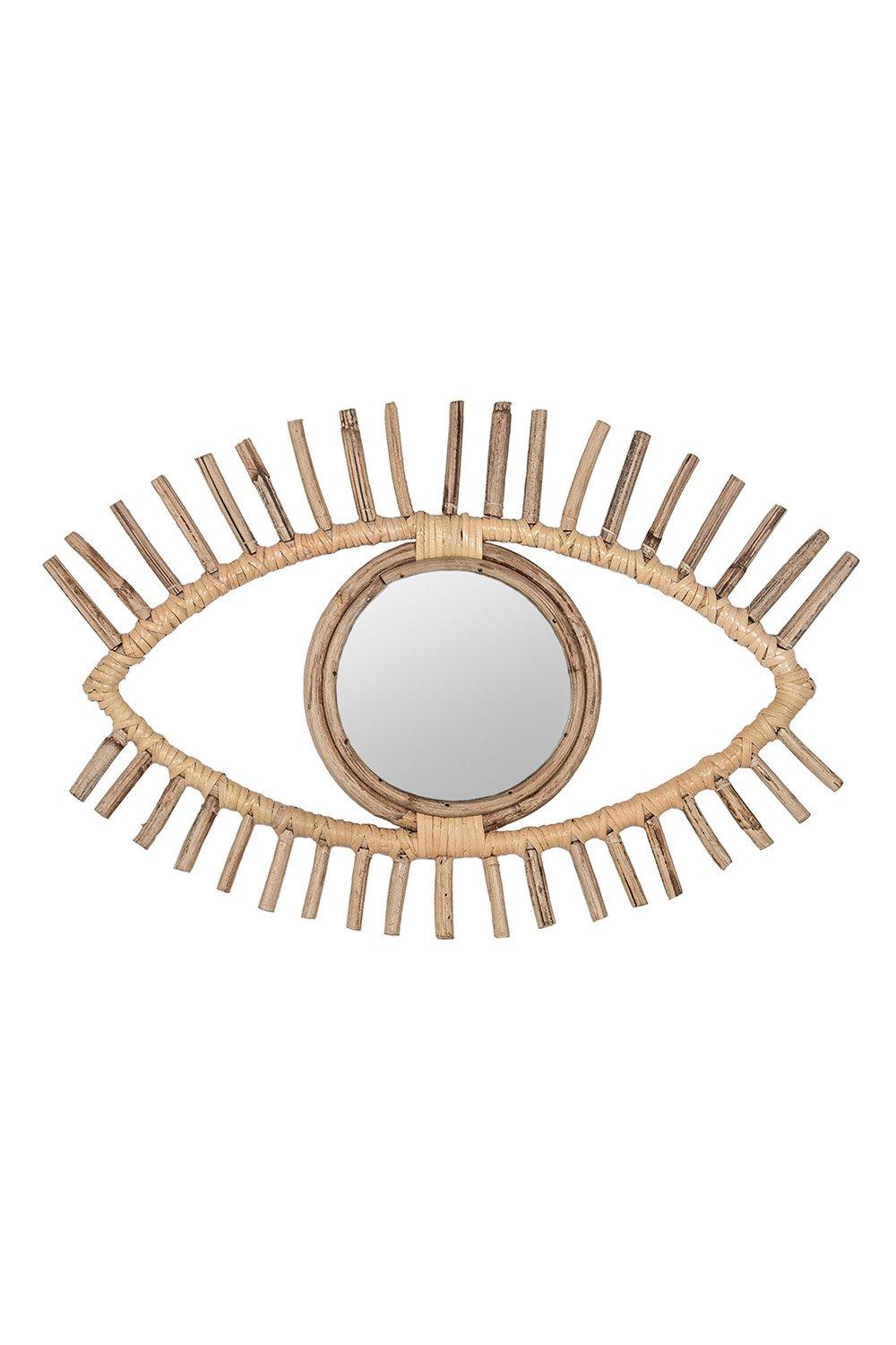 Small Rattan Woven Eye-Shaped Wall Mirror