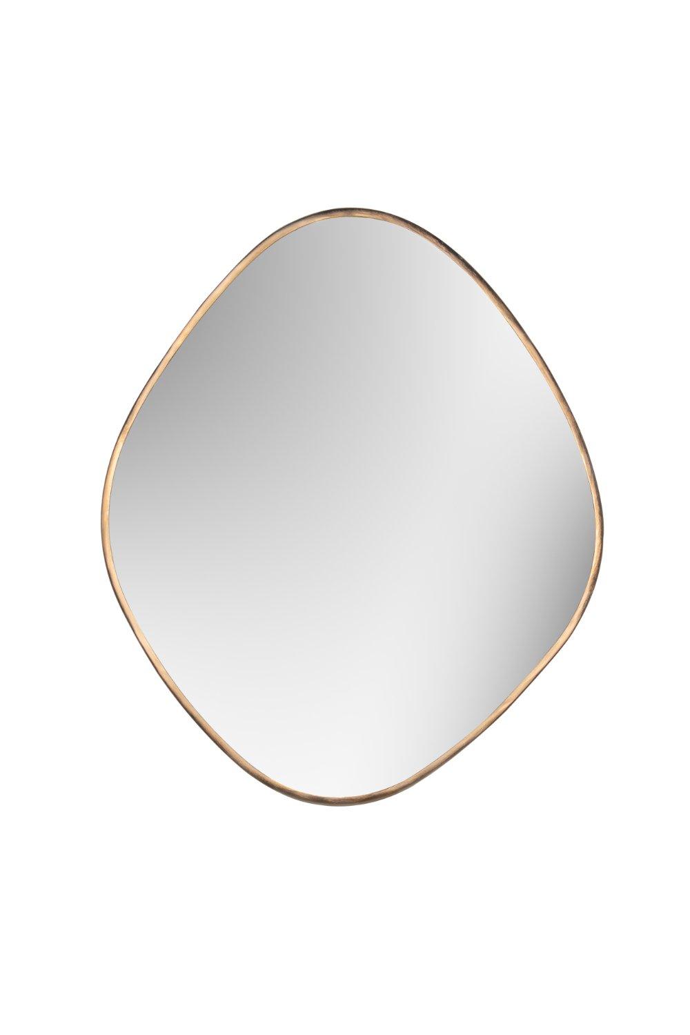 Brushed Copper Organic Shaped Pebble Mirror