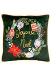 Furn Deck The Halls Embroidered Printed Piped Velvet Cushion thumbnail 1