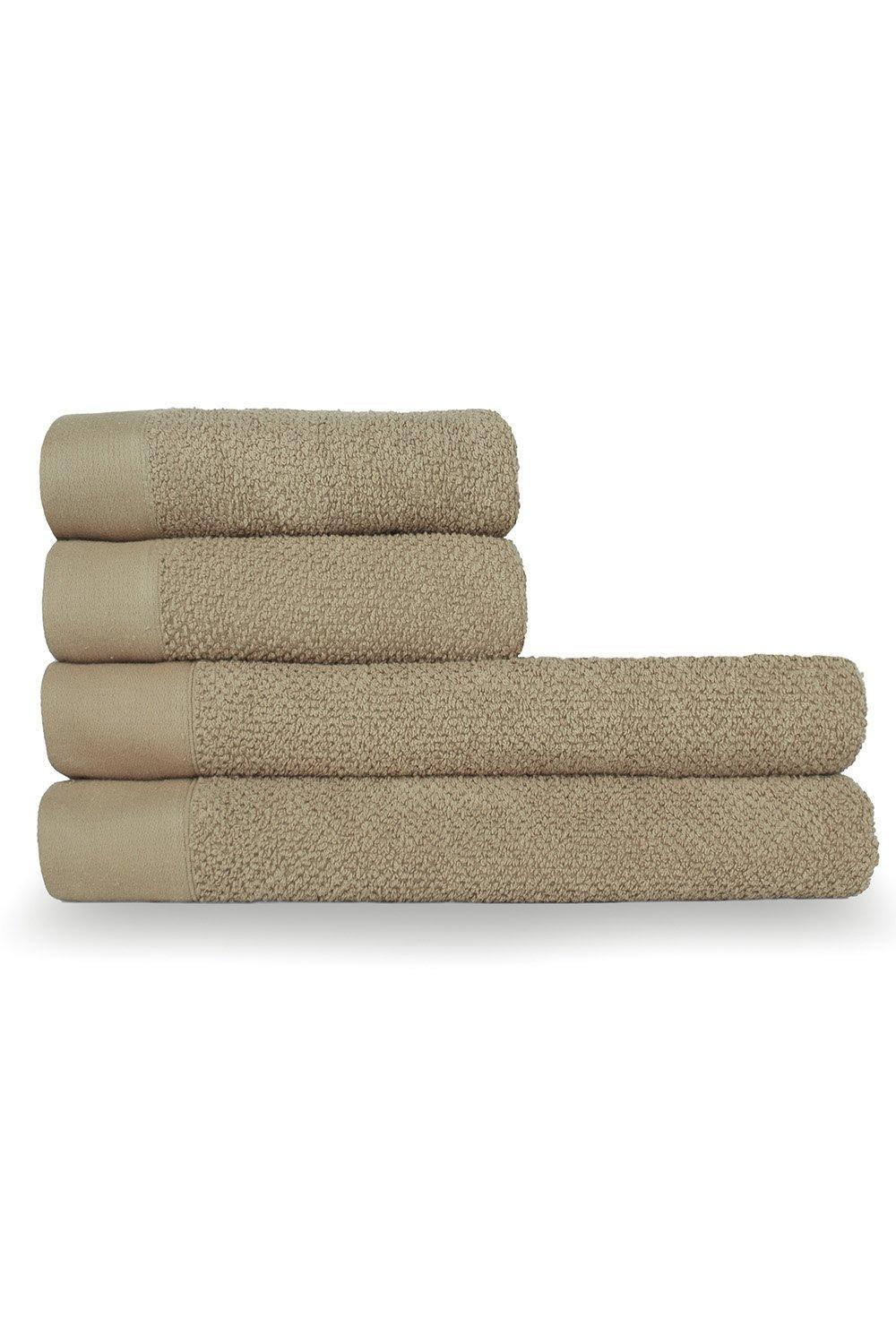 Textured Weave Oxford Panel Cotton 4-Piece Hand/Bath Sheet Towel Bale