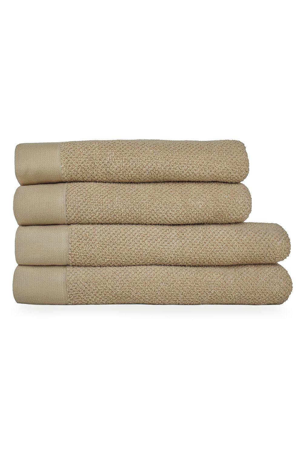 Textured Weave Oxford Panel Cotton 4-Piece Bath Towel/Bath Sheet Bale