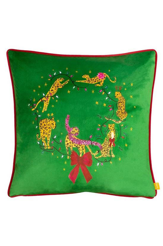 Furn Puurfect Leaping Leopards Printed Piped Velvet Cushion 1