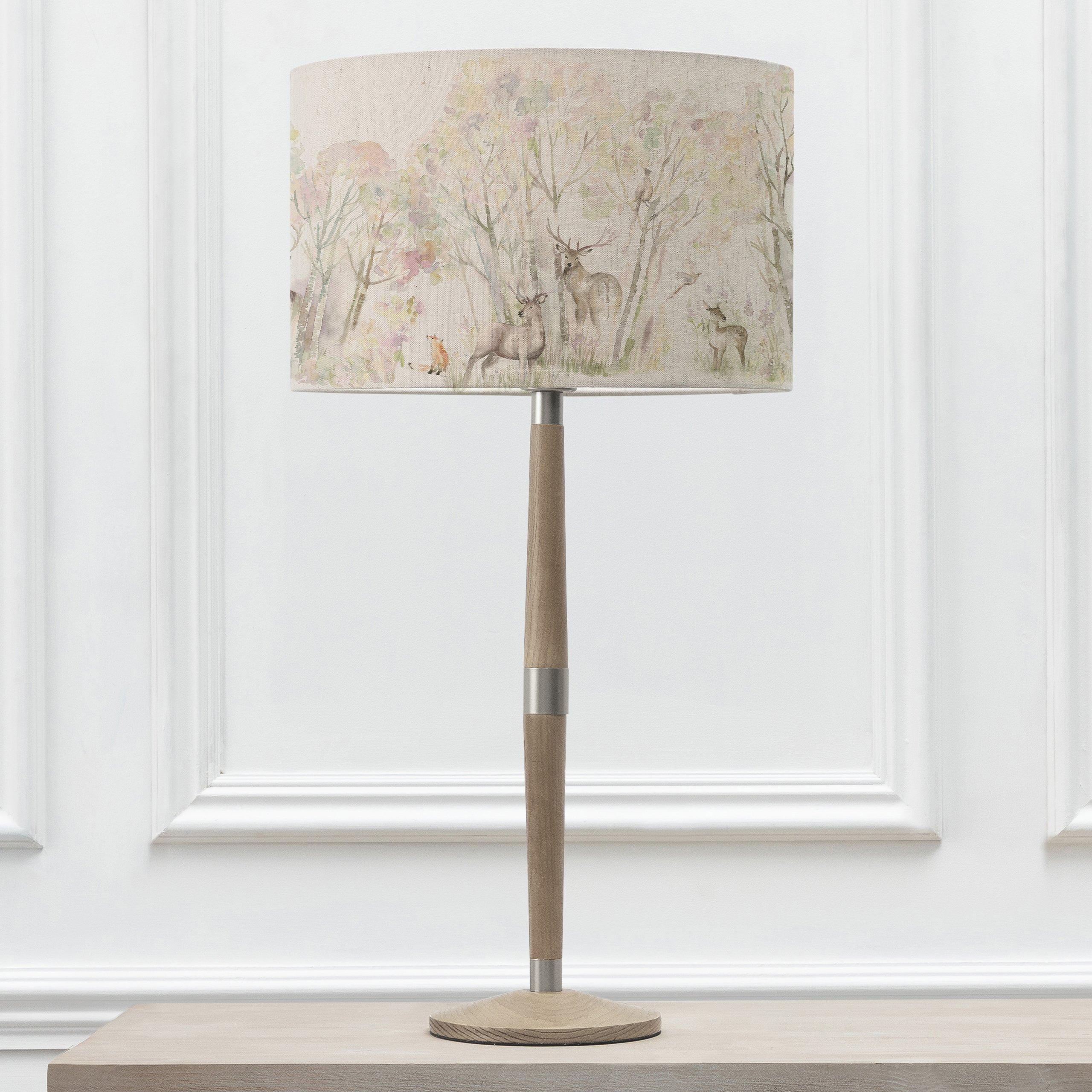 Solensis Tall Table Lamp With Enchanted Forest Eva Lampshade