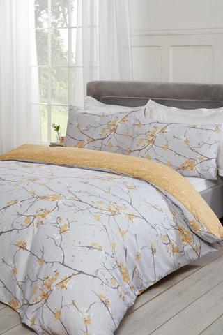 Product Spring Blossoms Print Duvet Cover with Pillowcase Yellow