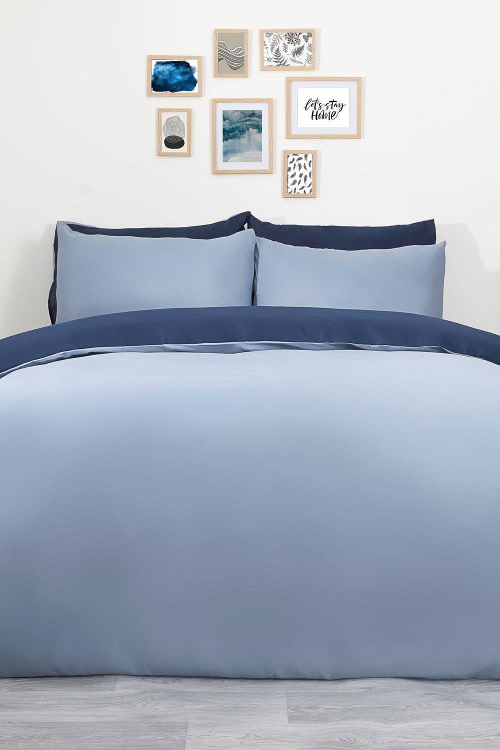 Plain Dyed Reversible Duvet Cover Cover With Pillowcase Set