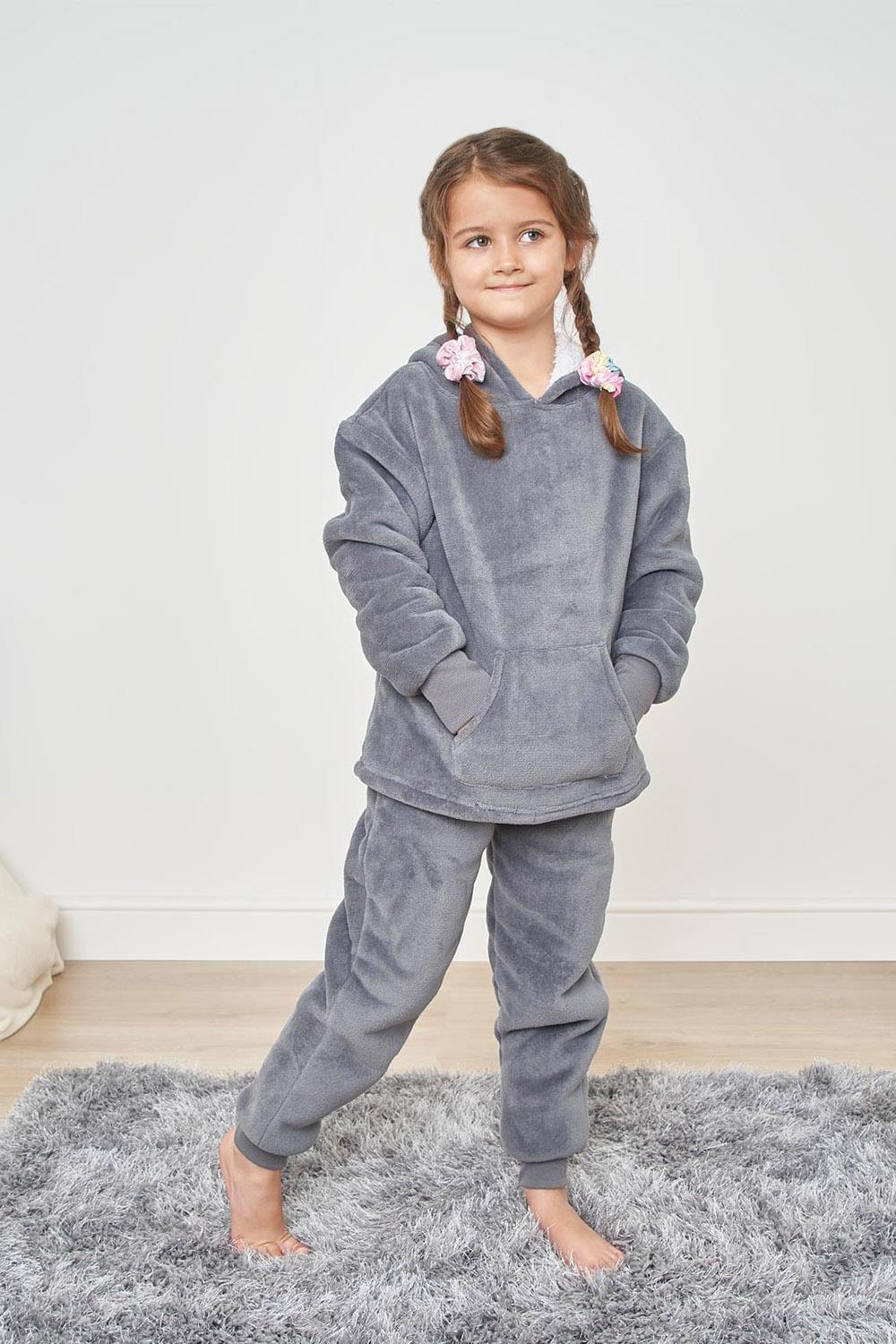 Soft Coral Sherpa Fleece Childrens Pyjama Set
