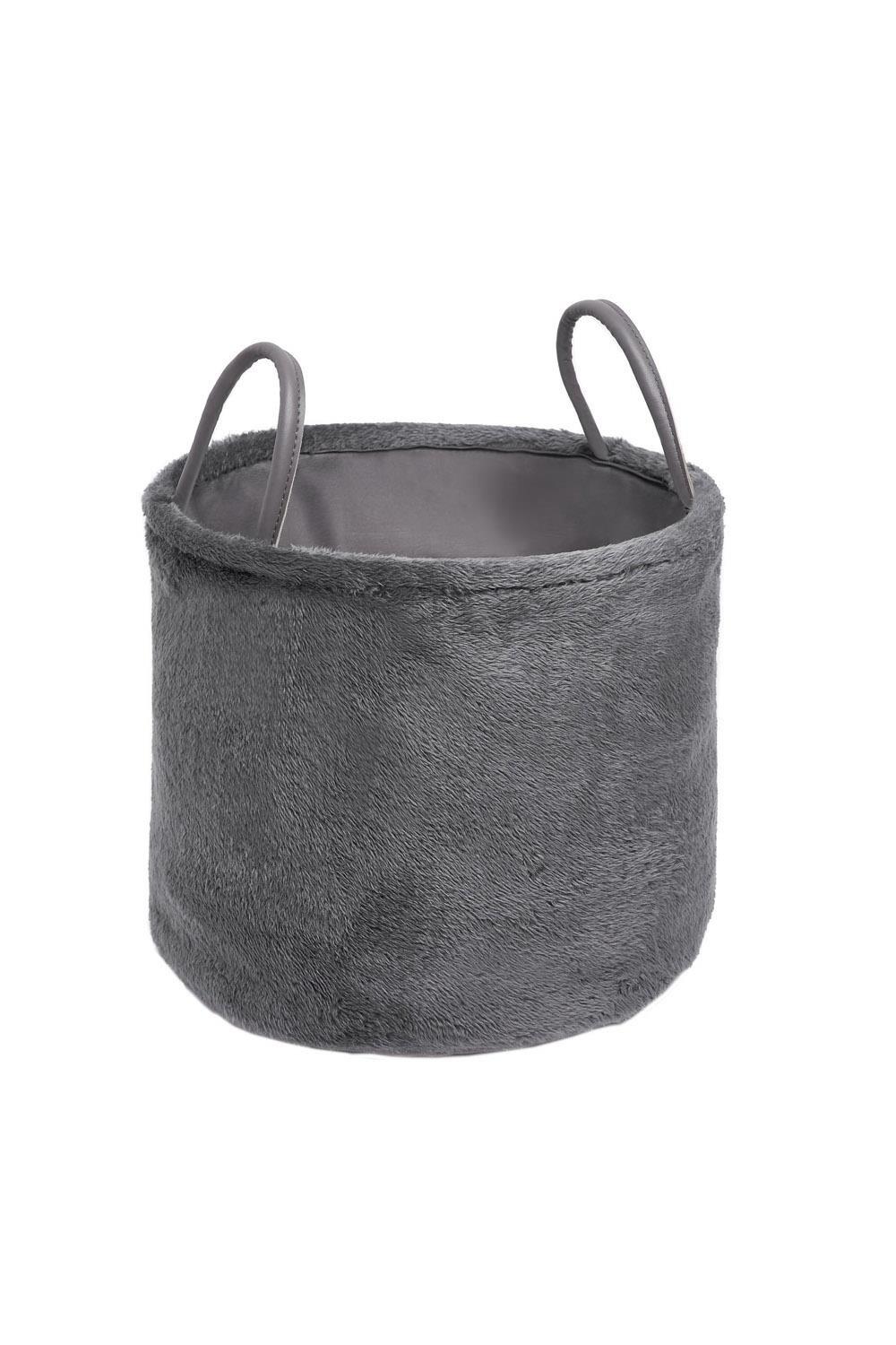 OHS Teddy Fleece Storage Hamper Handles Home Laundry Basket|charcoal