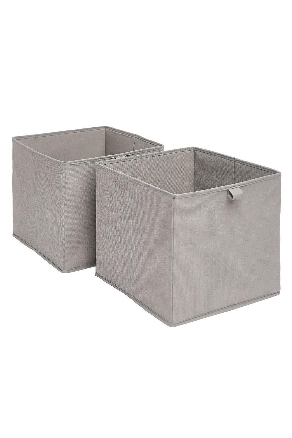 OHS Pack of 2 x Plain Folding Cube Storage Boxes|grey