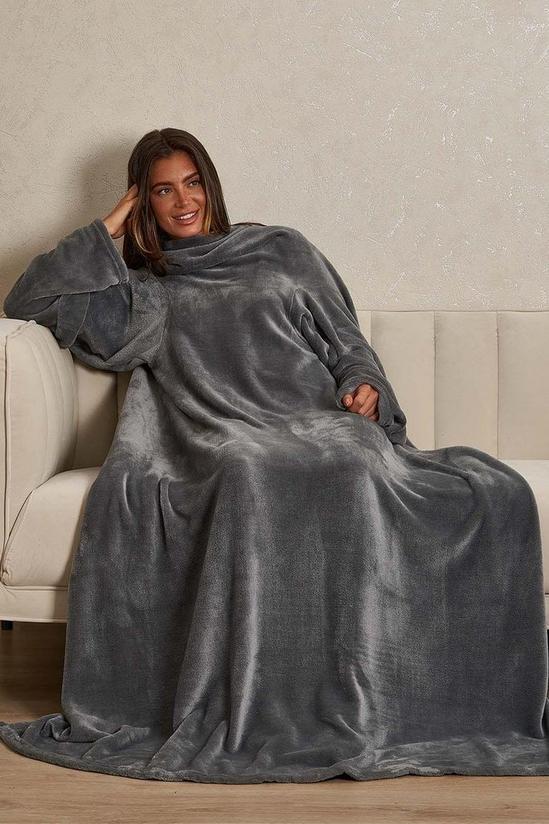 OHS Coral Fleece Wearable Blanket with Sleeves Throw 1