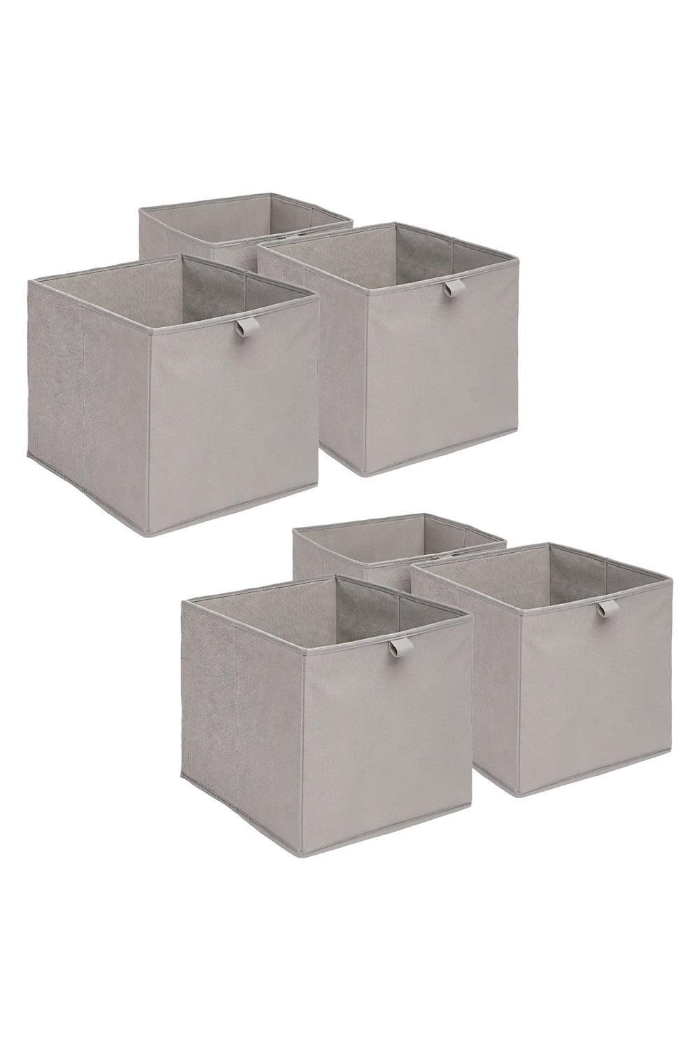 OHS Pack of 6 Plain Folding Cube Storage Boxes|grey
