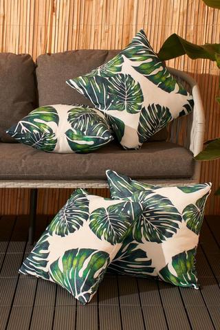 Product 4 Pack Tropical Cushion Cover Water Resistant Outdoor Garden Dark Green