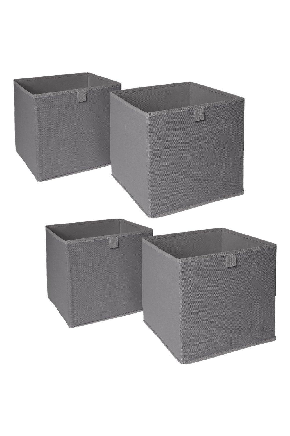 OHS Pack of 4 Plain Folding Cube Storage Boxes|charcoal