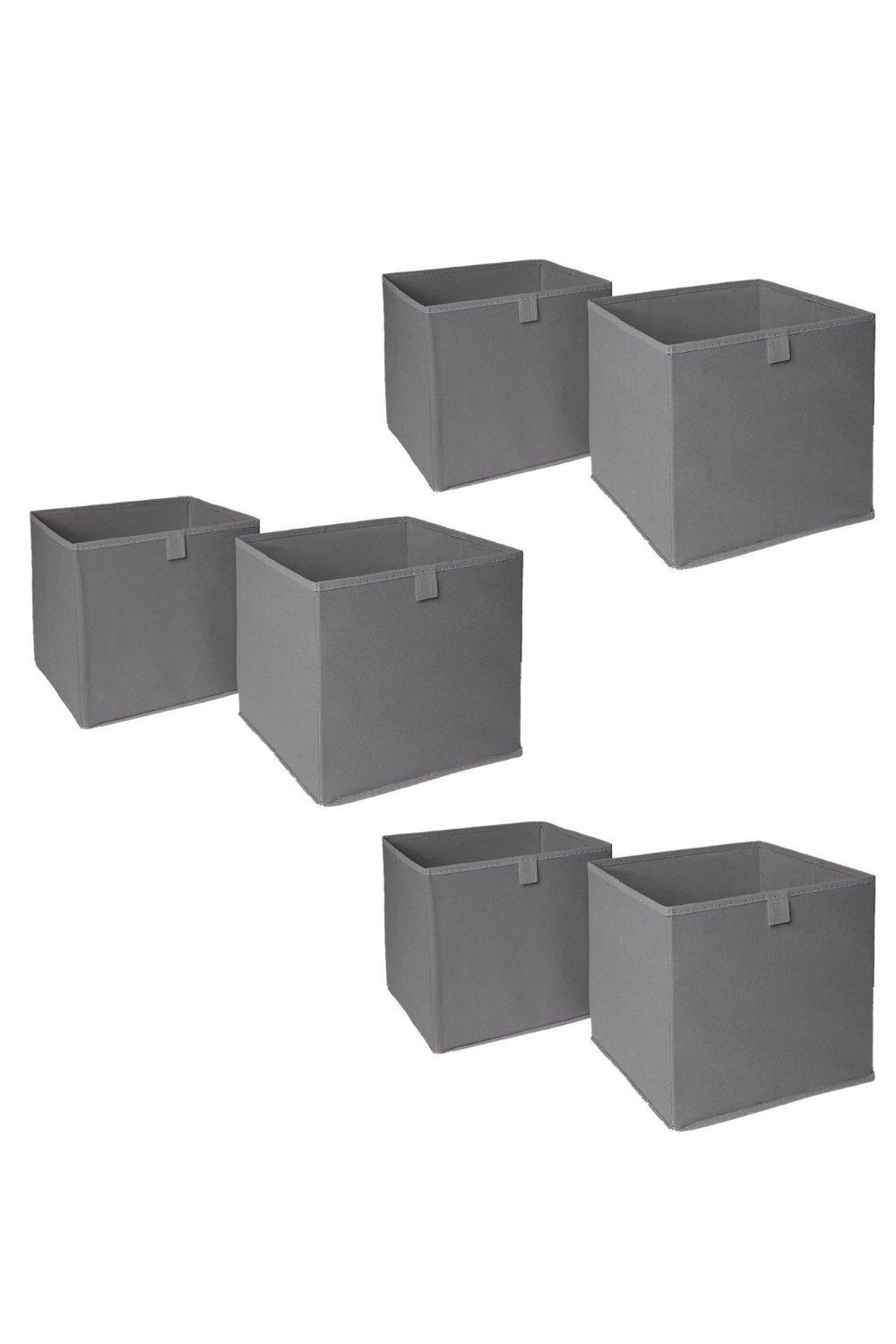 OHS Pack of 6 Plain Folding Cube Storage Boxes|charcoal