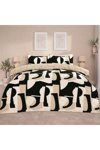 Product Geometric Duvet Cover Pillowcase Bedding Set Shapes Quilt Black