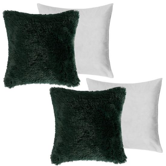 Sienna Set of 2 Fluffy Shaggy Filled Cushion with Cover Square 2